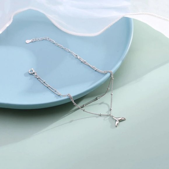 *NEW 925 Sterling Silver Fish Tail Ankle Bracelet - Picture 6 of 11